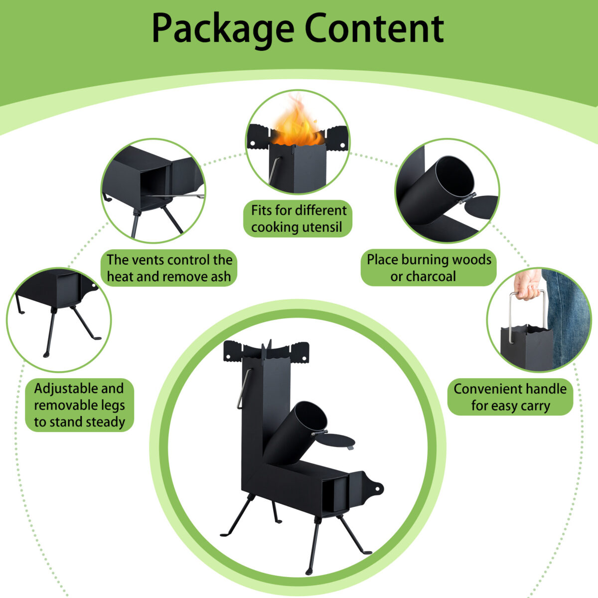 Black Wrought Iron Panels, Camping Stove - Image 4