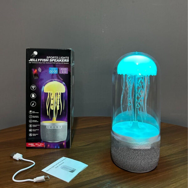 Night Lamp Jellyfish Bluetooth Speaker – Small LED Mood Light with Soothing Ocean Effects for Bedroom & Kids