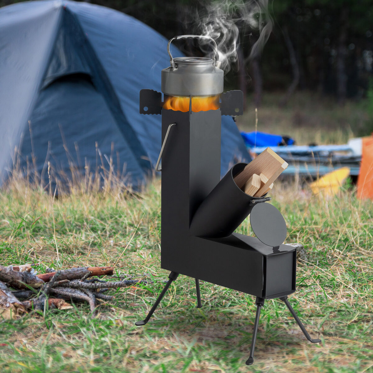 Black Wrought Iron Panels, Camping Stove - Image 1
