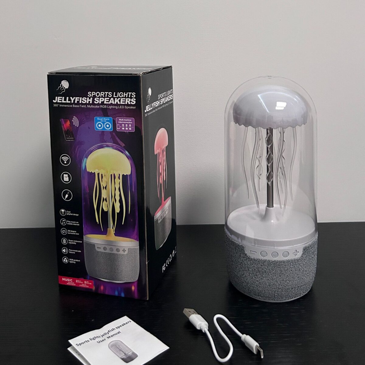 Night Lamp Jellyfish Bluetooth Speaker – Small LED Mood Light with Soothing Ocean Effects for Bedroom & Kids - Image 3