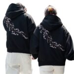 European And American Autumn And Winter Cherry Blossom Hooded Sweater Men And Women Street Hip Hop Retro - Image 2