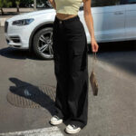 Women's Solid Color Wide Leg Pants With 4 Pockets - Button & Zip Front Casual Trousers For Spring&Fall - Image 8