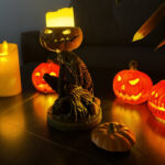 Halloween Pumpkin Candlestick – Spooky Resin Tabletop Decoration for Halloween Parties & Home Décor