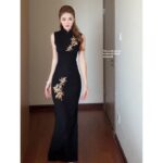 Long Women's Dress Embroidered Improved Cheongsam Expensive For Red Bamboo - Image 3