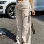 Women's Solid Color Wide Leg Pants With 4 Pockets - Button & Zip Front Casual Trousers For Spring&Fall - Image 5
