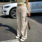 Women's Solid Color Wide Leg Pants With 4 Pockets - Button & Zip Front Casual Trousers For Spring&Fall - Image 7