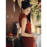 Long Women's Dress Embroidered Improved Cheongsam Expensive For Red Bamboo - Image 7