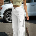 Women's Solid Color Wide Leg Pants With 4 Pockets - Button & Zip Front Casual Trousers For Spring&Fall - Image 10