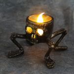 Halloween Skull Hand Lantern – Spooky Atmosphere Prop with Candle Light, Skeleton Foot Design for Haunted House & Party Decor - Image 4