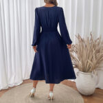 Small V-neck Embroidery Waist-tight Dress Women - Image 2