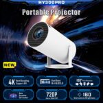 HY300 Pro Portable Mini Projector – Home Theater Entertainment |  WiFi Bluetooth Support